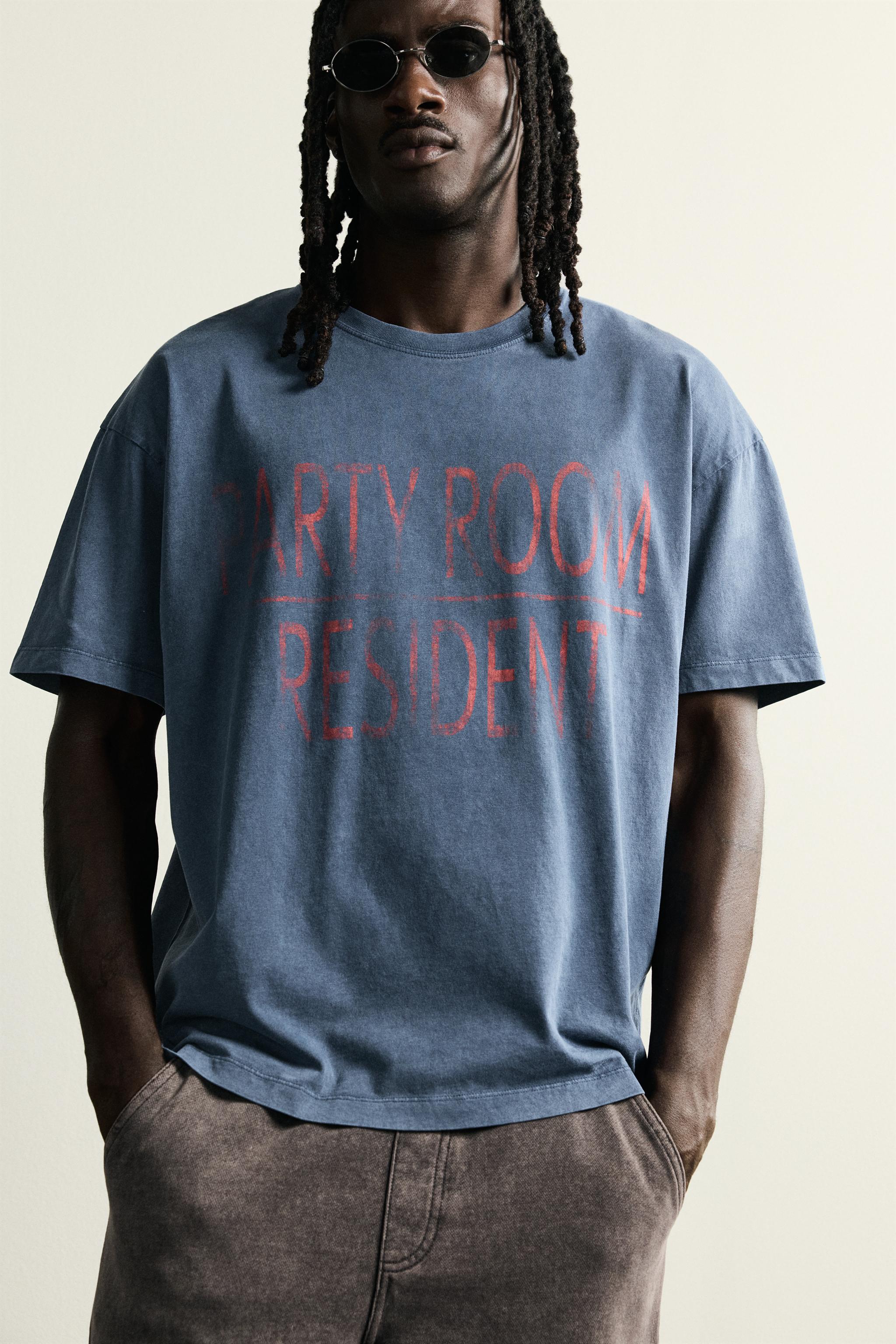 WASHED EFFECT TEXT T-SHIRT